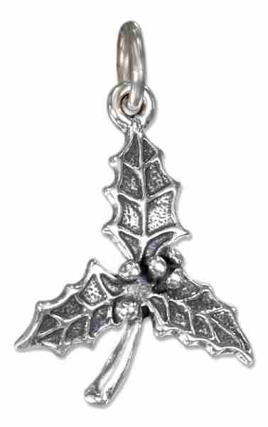 Triple Holly Leaf Berries Charm Triple Holly Leaf Berries Charm