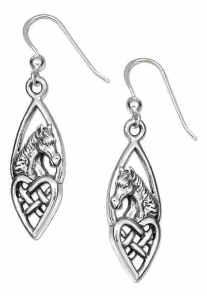 Horse Head Celtic Knot Heart Dangle Earrings Horse Head Celtic Knot Heart Dangle Earrings