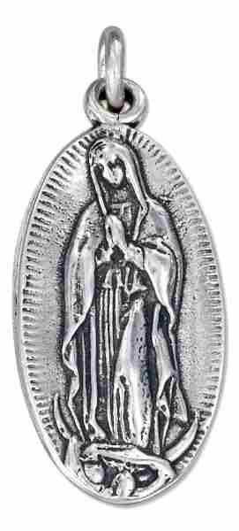 Antiqued Virgin Mary Pendant On Oval Disk Antiqued Virgin Mary Pendant On Oval Disk