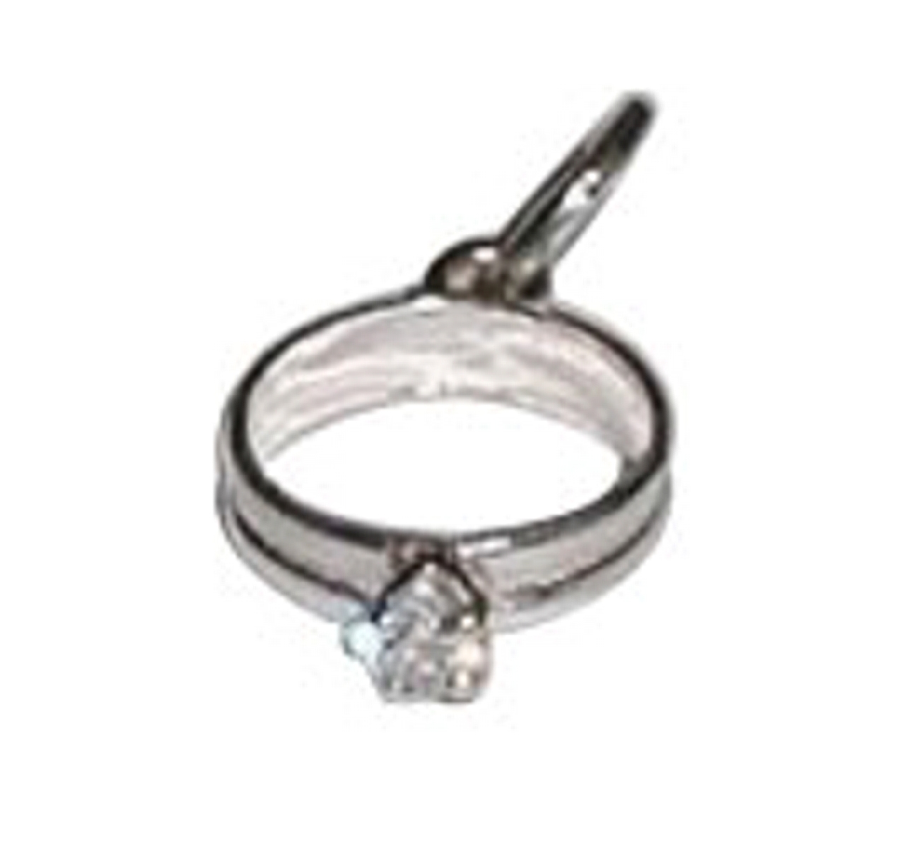 Simulated Diamond CZ April Birthstone Solitaire Ring Charm
