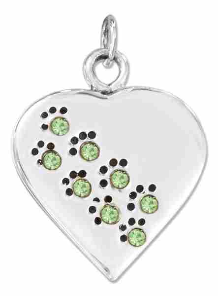 Sterling Silver Engravable August Birthstone Color Cubic Zirconia Dog Or Cat 