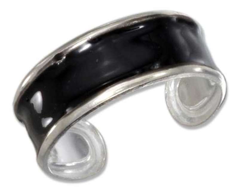 Black Enameled Adjustable Band Toe Ring