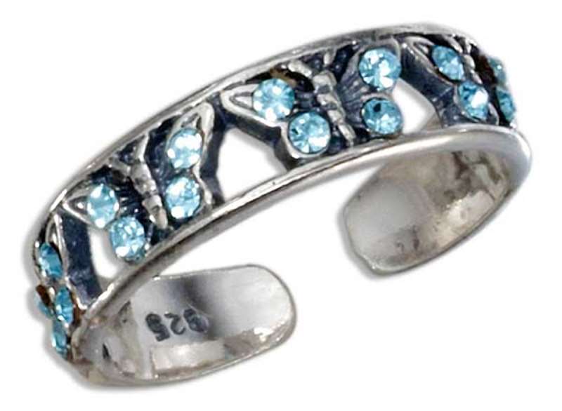 Blue Crystal Butterfly Toe Ring - Click Image to Close