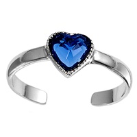 Blue Cubic Zirconia Heart Adjustable Toe Ring Blue Cubic Zirconia Heart Adjustable Toe Ring