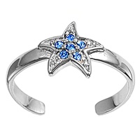 Blue Cubic Zirconia Starfish Or Celestial Star Adjustable Toe Ring Blue Cubic Zirconia Starfish Or Celestial Star Adjustable Toe Ring