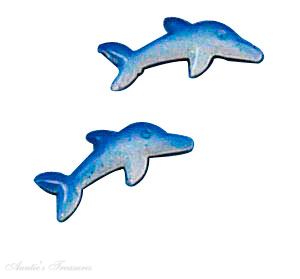 Blue Enamel Dolphin Post Earrings