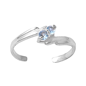 Blue Topaz Cubic Zirconia Shooting Stars Adjustable Toe Ring