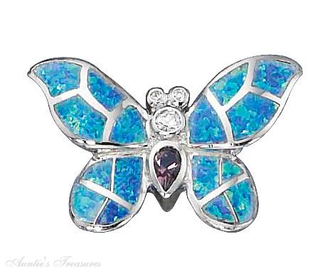Butterfly Slide Pendant Synthetic Blue Opal Wings