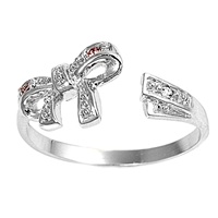 Pink Cubic Zirconia Bow Bypass Wrap Adjustable Toe Ring Pink Cubic Zirconia Bow Bypass Wrap Adjustable Toe Ring
