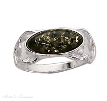 Celtic Design Green Amber Ring Celtic Design Green Amber Ring