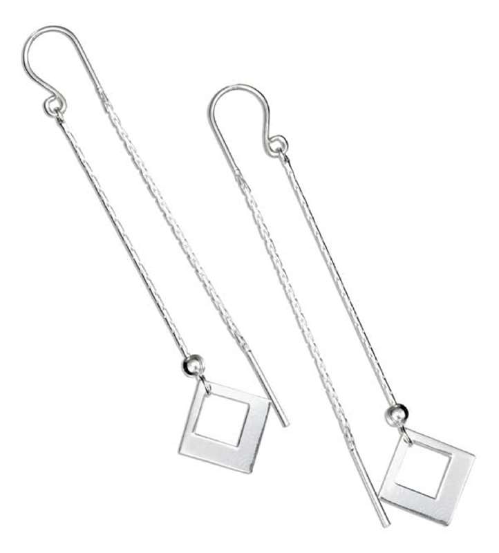 Chain Earrings Threads Ball Open Tipped Square