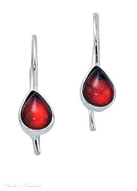 Cherry Red Amber Teardrop Earrings - Click Image to Close