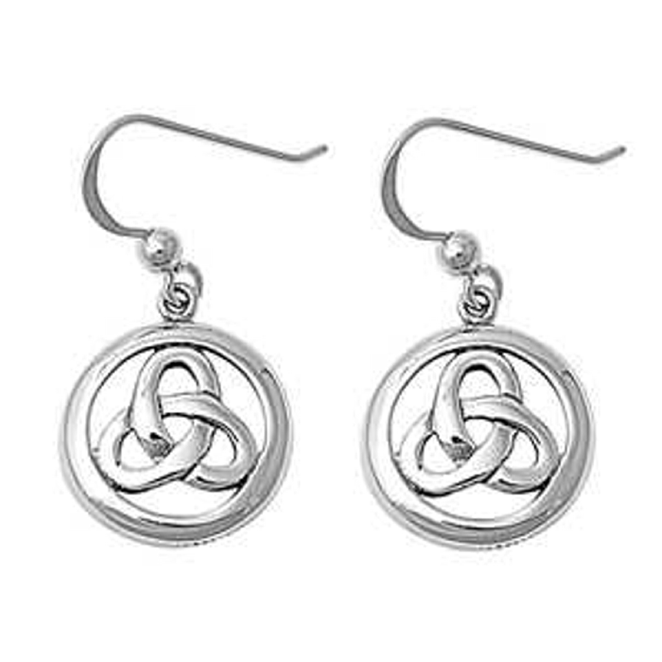 9/16" Celtic Trinity Knot Enclosed Within Circle Ring Dangle Earrings 9/16" Celtic Trinity Knot Enclosed Within Circle Ring Dangle Earrings