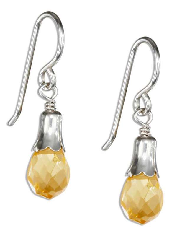 Citrine Colored Briolette Teardrop Dangle Earrings Citrine Colored Briolette Teardrop Dangle Earrings