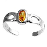 Citrine Colored Cubic Zirconia Stone Adjustable Toe Ring