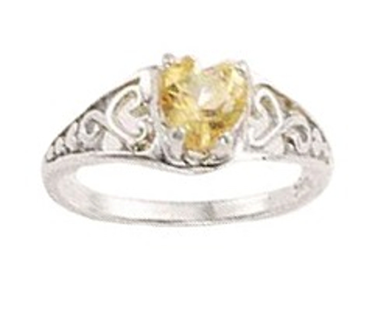 Filigree Band Solitaire Citrine Heart Ring Filigree Band Solitaire Citrine Heart Ring