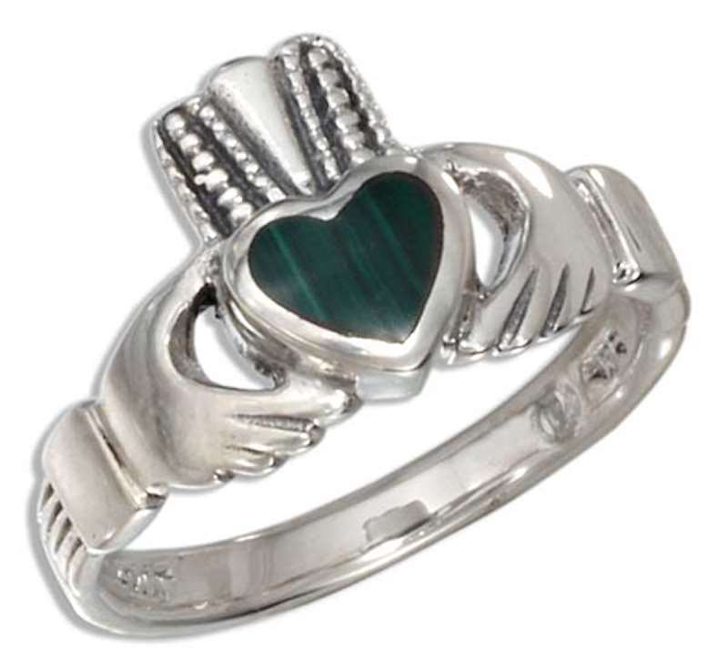 Claddagh Malachite Inlay Ring Claddagh Malachite Inlay Ring