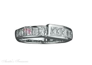 Princess Cut Channel Set Cubic Zirconia Ring Overlapping Ba Princess Cut Channel Set Cubic Zirconia Ring Overlapping Ba