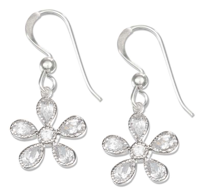 Cubic Zirconia Flower Dangle Earrings Cubic Zirconia Flower Dangle Earrings