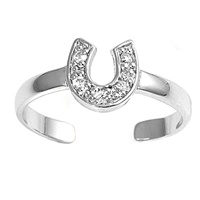 Clear Cubic Zirconia Stones Lucky Horseshoe Adjustable Toe Ring