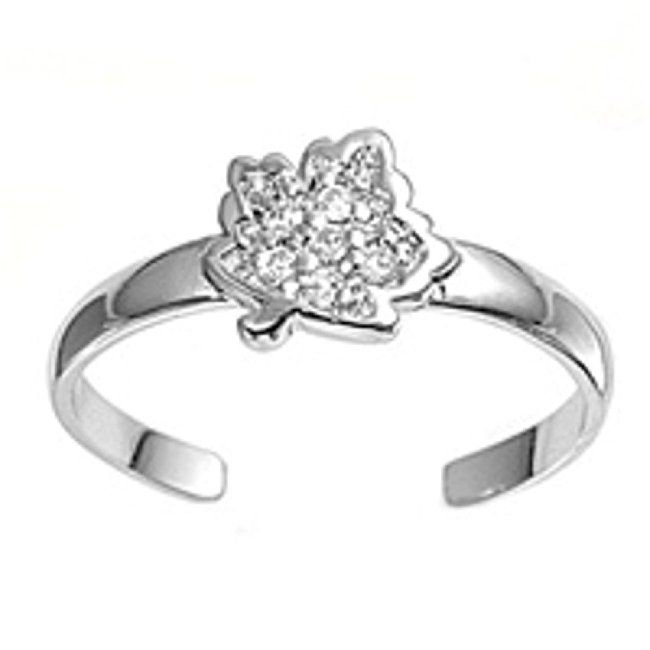 Clear Cubic Zirconia Leaf Adjustable Toe Ring Clear Cubic Zirconia Leaf Adjustable Toe Ring