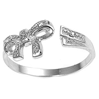 Clear Cubic Zirconia Bow Ribbon Bypass Wrap Toe Ring Clear Cubic Zirconia Bow Ribbon Bypass Wrap Toe Ring