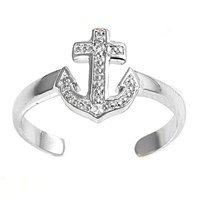 Clear Cubic Zirconia Marine Anchor Hope Adjustable Toe Ring Clear Cubic Zirconia Marine Anchor Hope Adjustable Toe Ring