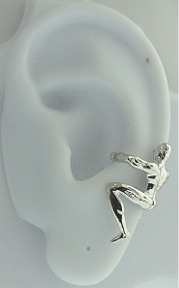 Sterling Silver Left Or Right Pierceless Climbing Man Ear Cuff Wrap