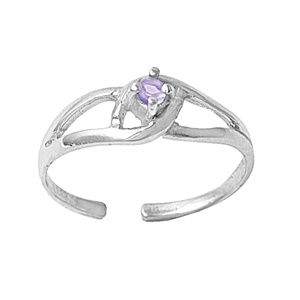 Light Purple Cubic Zirconia Clutched Adjustable Toe Ring
