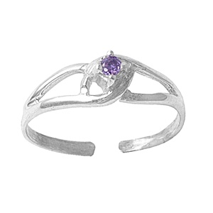 Purple Amethyst Cubic Zirconia Clutched Adjustable Toe Ring Purple Amethyst Cubic Zirconia Clutched Adjustable Toe Ring