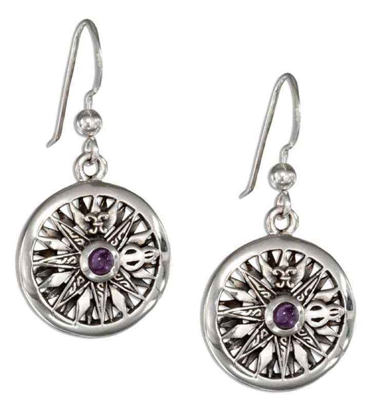 Compass Rose Amethyst Gemstone Earrings Compass Rose Amethyst Gemstone Earrings