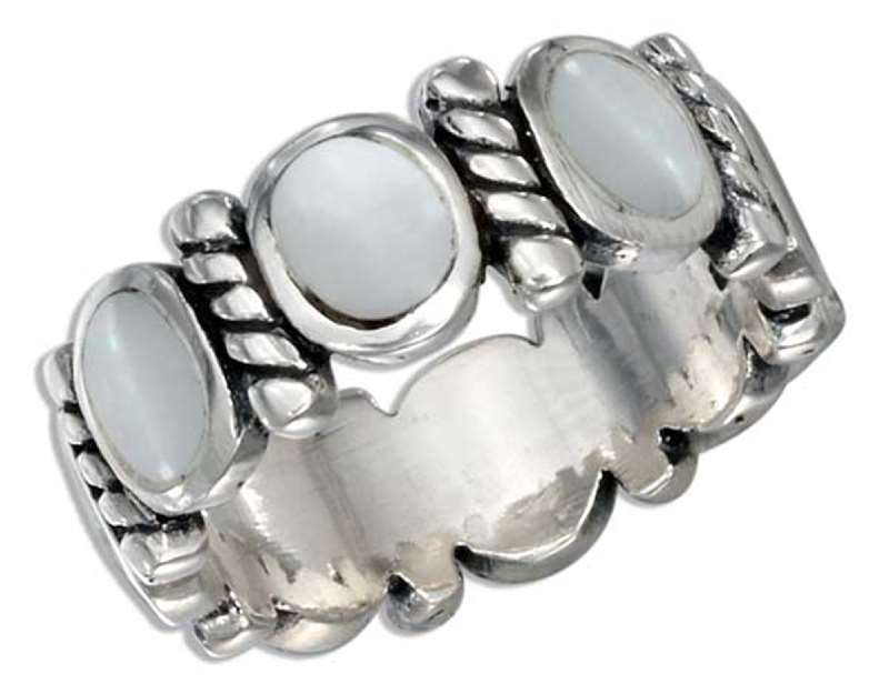 Continuous Alternating Mother Of Pearl Rope Bar Ring Continuous Alternating Mother Of Pearl Rope Bar Ring
