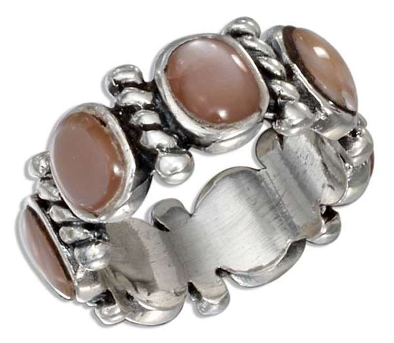Continuous Alternating Pink Mother of Pearl Rope Bar Ring Continuous Alternating Pink Mother of Pearl Rope Bar Ring
