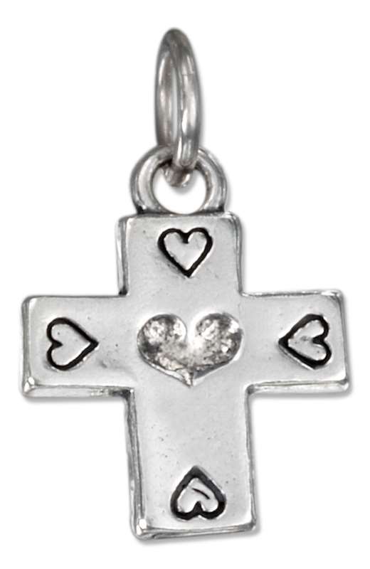 Christian Religious Cross Charm Five Hearts Charm Christian Religious Cross Charm Five Hearts Charm