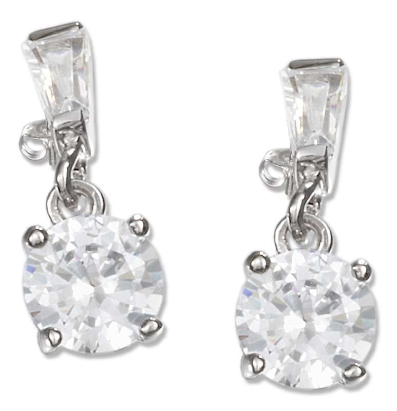Cubic Zirconia Baguette Post Earrings Cubic Zirconia Dangle Cubic Zirconia Baguette Post Earrings Cubic Zirconia Dangle