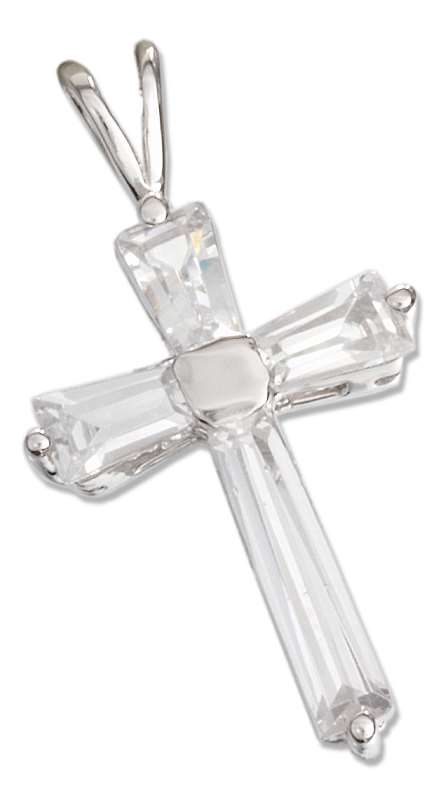 Cubic Zirconia Baguettes Christian Religious Cross Pendant Cubic Zirconia Baguettes Christian Religious Cross Pendant