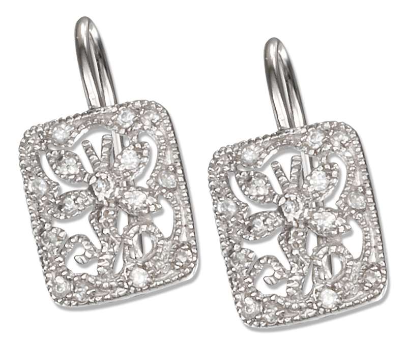 Cubic Zirconia Cut Out Butterfly Leverback Earrings Cubic Zirconia Cut Out Butterfly Leverback Earrings