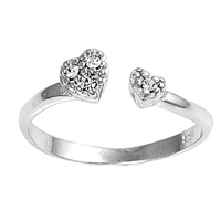 Clear Cubic Zirconia Hearts Bypass Wrap Adjustable Toe Ring Clear Cubic Zirconia Hearts Bypass Wrap Adjustable Toe Ring