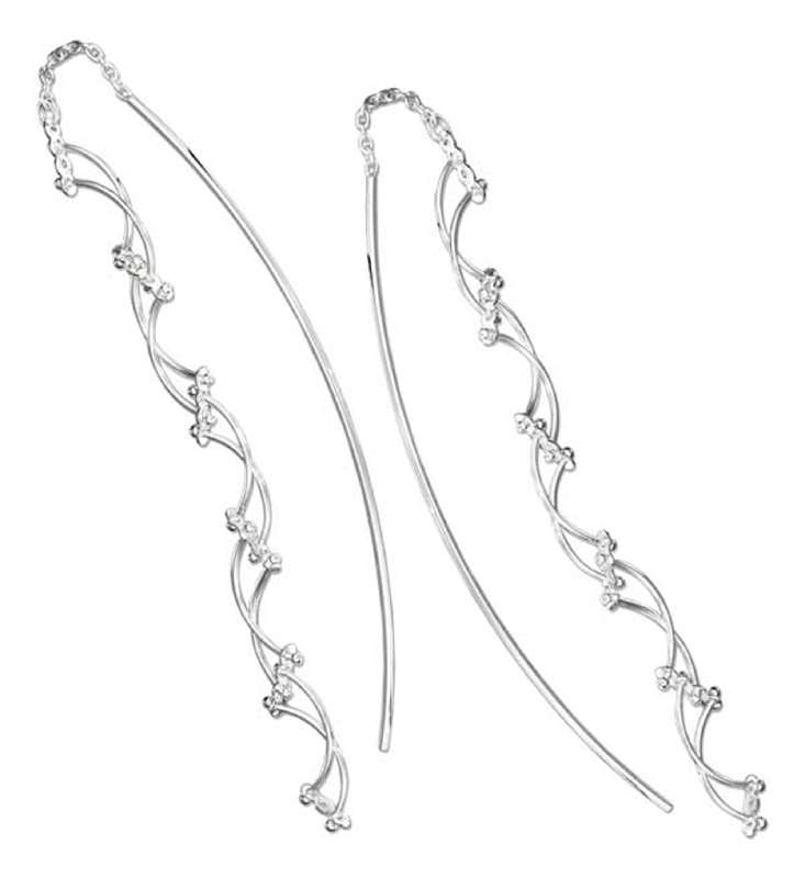 Curved Bar Double Offset Barbell Link Earrings Threads Curved Bar Double Offset Barbell Link Earrings Threads