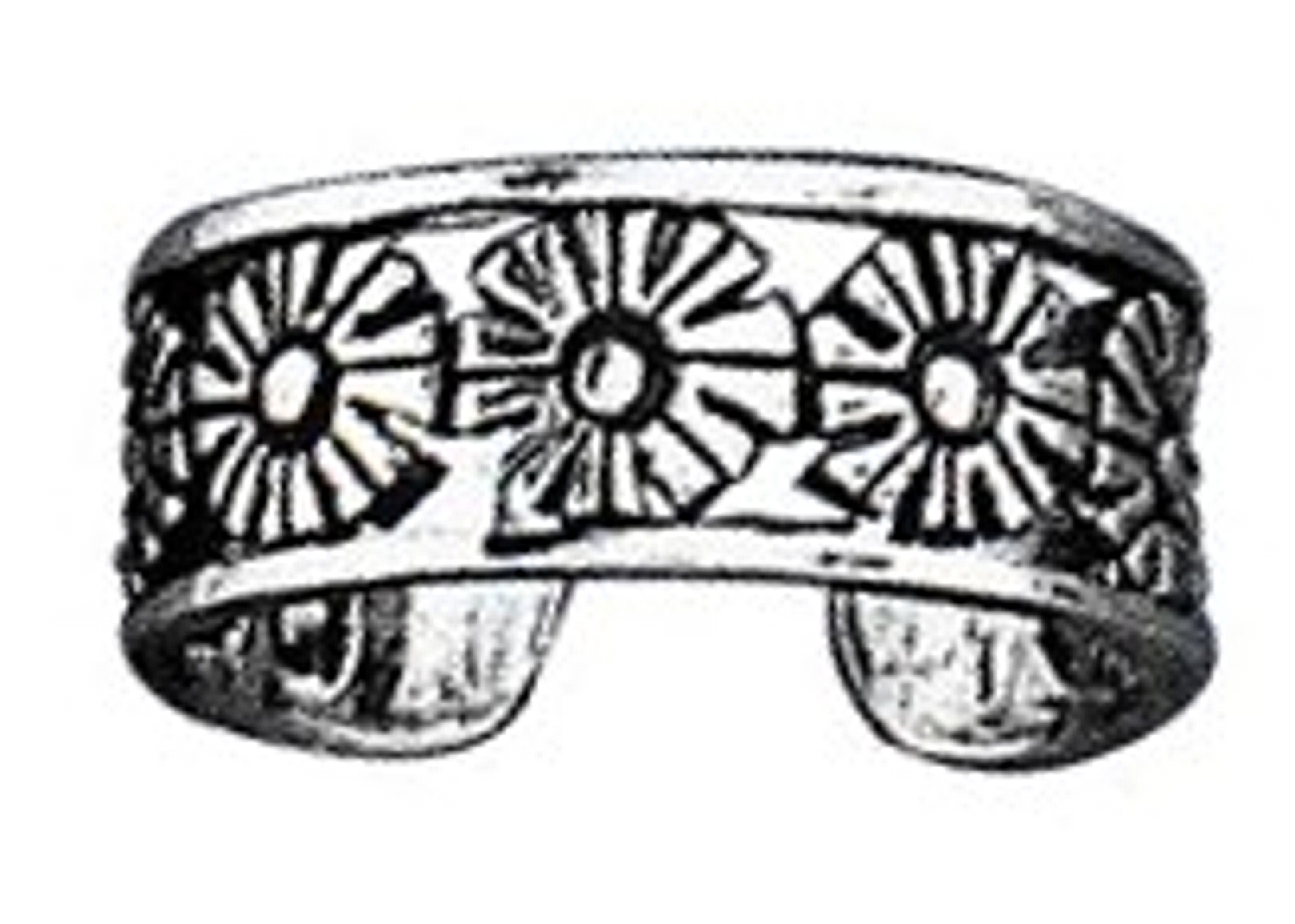 Wide Band Cutout Multiple Flower Adjustable Toe Ring