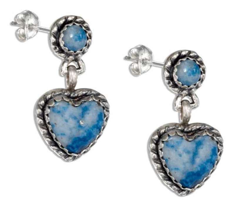 Lapis Heart Post Dangle Earrings Lapis Heart Post Dangle Earrings