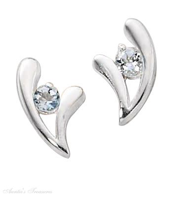 Designer Chevron Shape Blue Topaz Stone Post Earrings - Click Image to Close