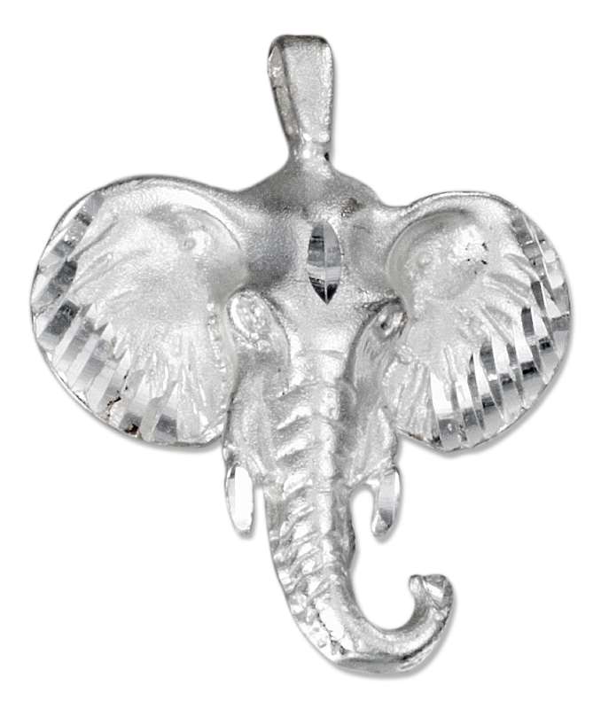Diamond Cut Elephant Head Pendant