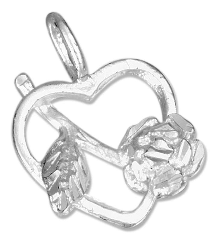 Open Heart Full Rose Charm