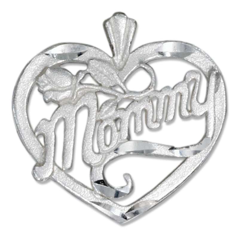 Love "Mommy" Rose And Heart Word Message Pendant Love "Mommy" Rose And Heart Word Message Pendant