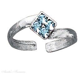 Large Blue Crystal Toe Ring - Click Image to Close