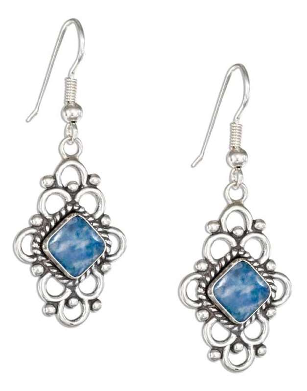 Diamond Shaped Lapis Earrings Loops Border Diamond Shaped Lapis Earrings Loops Border