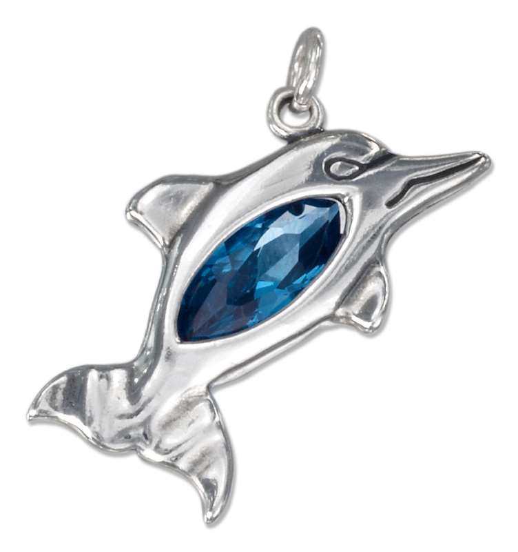 Blue Cubic Zirconia Dolphin Charm Blue Cubic Zirconia Dolphin Charm