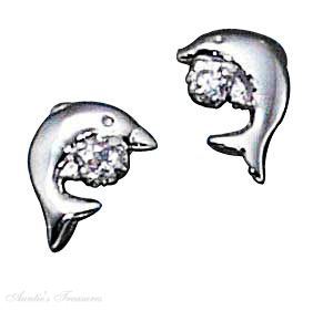 Dolphin Cubic Zirconia Post Earrings