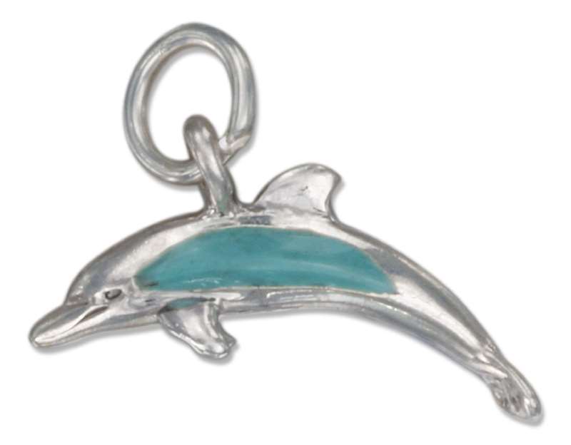 3D Turquoise Inlay Dolphin Charm 3D Turquoise Inlay Dolphin Charm